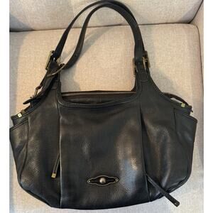 Soft Leather Elliott Lucca Sintra Black Pebbled Leather Tote Shoulder Bag